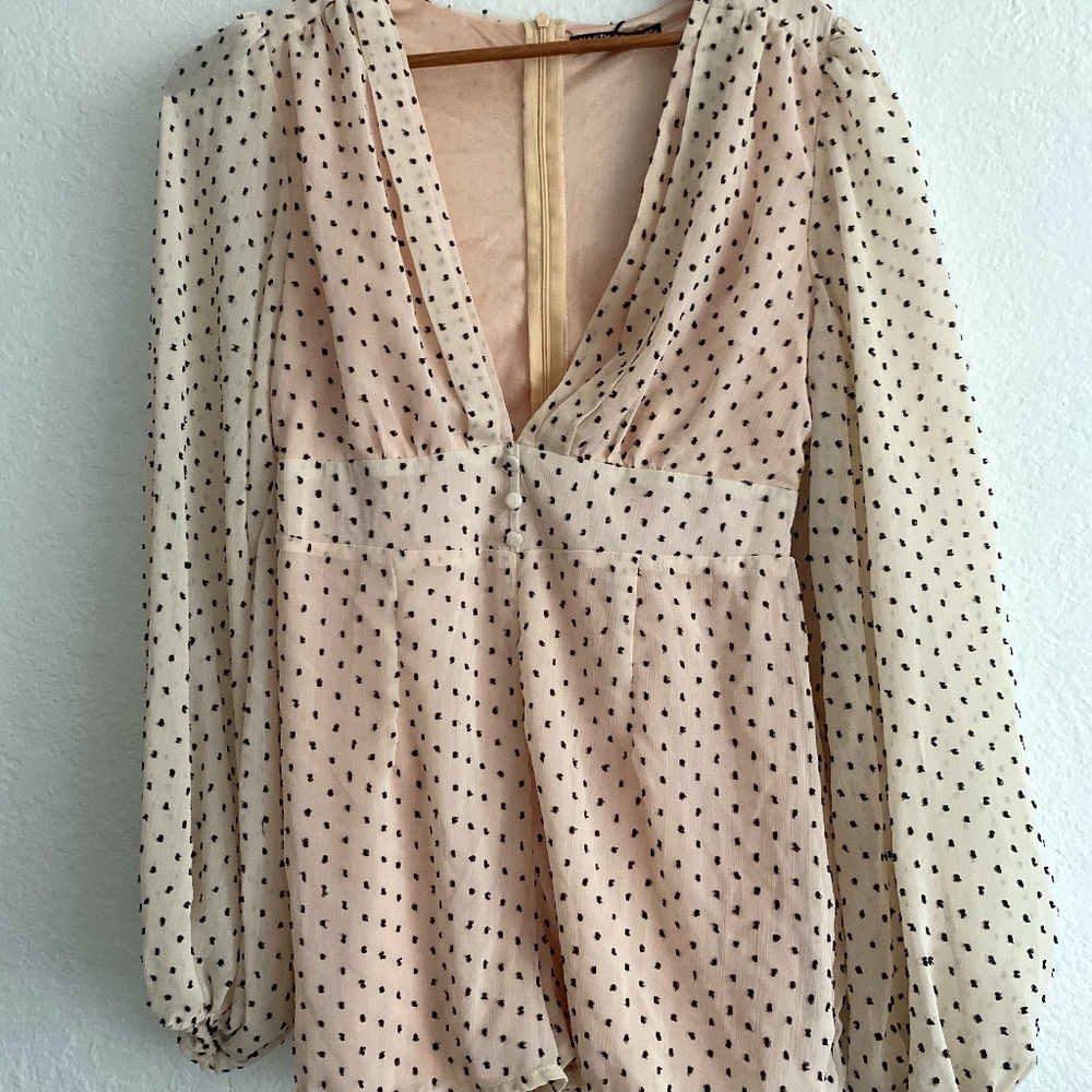 Nasty Gal Deep V Cream Spotty Romper